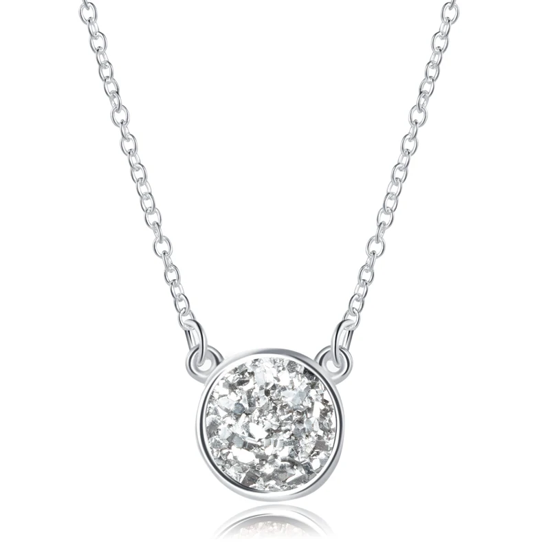 6 цветов Drusy Druzy ожерелье из смолы геометрическая Круглая Серебряная цветная
