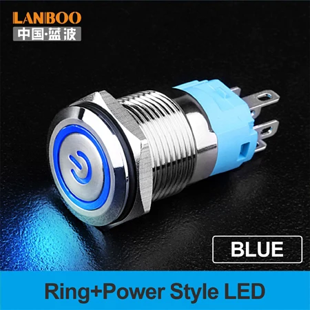 LANBOO 16 мм led buttonswitch прямые продажи с фабрики, кнопочный переключатель производство - Цвет: Blue Light Symbol