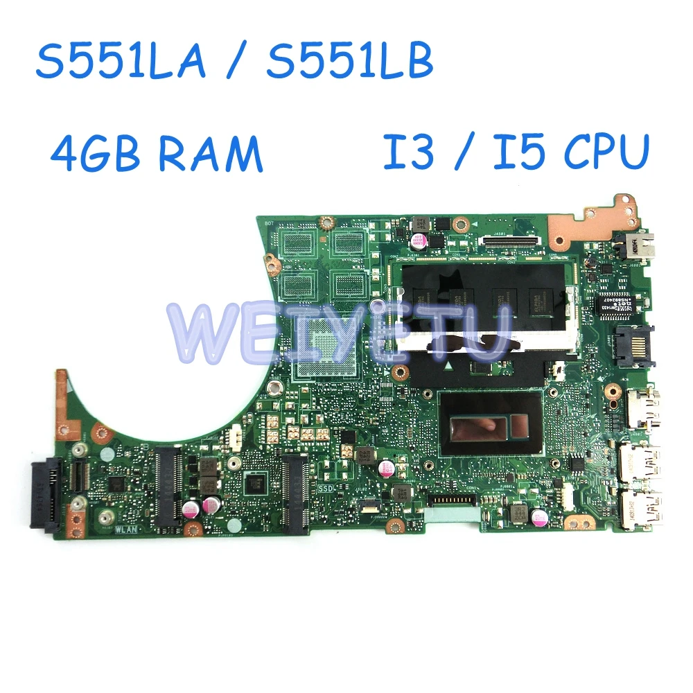 

S551LA I3-4010/I5-4200CPU 4GB RAM Motherboard REV2.2 For ASUS S551LN S551L S551LB K551L Laptop motherboard Mainboard 100%Tested