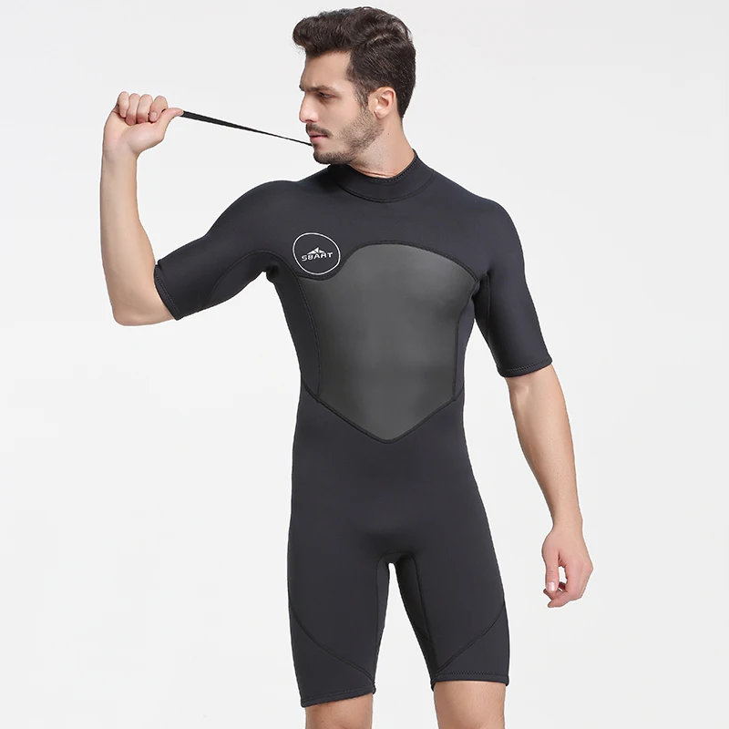 SBART 2MM Short Sleeve Neoprene Wetsuit Men Warm Winter Swimming Scuba Diving Suit Triathlon Wetsuit for Surfing Snorkeling N