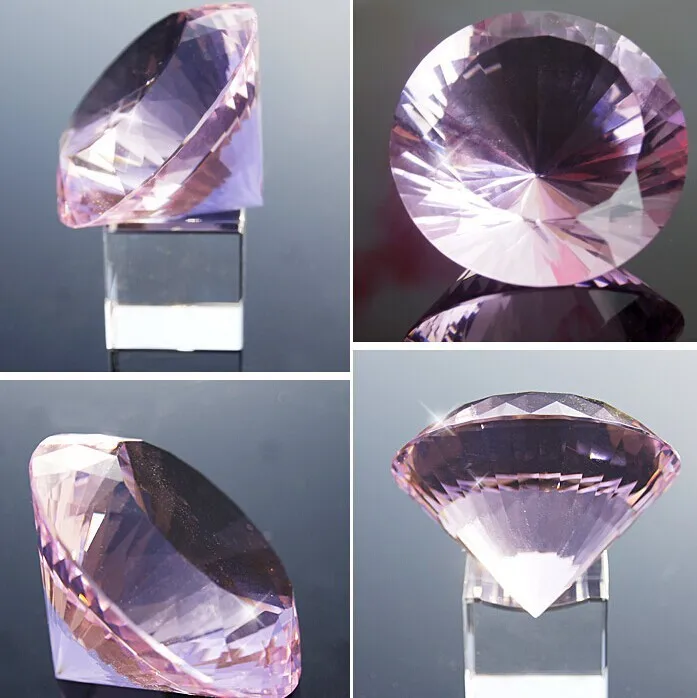 80mm 35pcs decorative pink crystal diamonds Crystal diamond paperweight