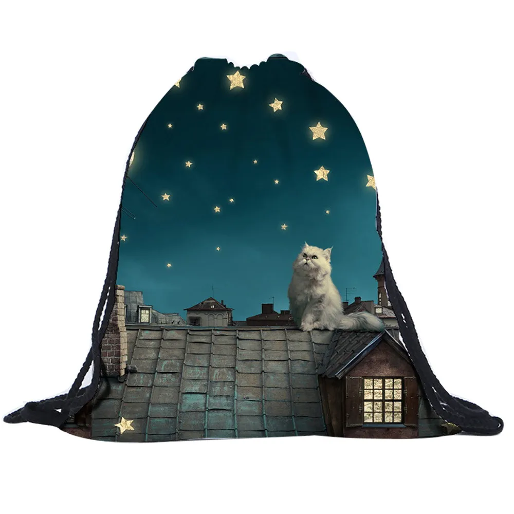 

ISHOWTIENDA Drawstring Backpack 2018 new fashion backpack Unisex Star Backpacks 3D Printing Drawstring Bags mochila cuerdas