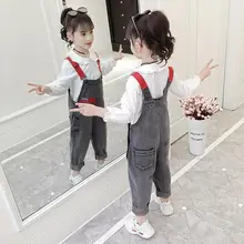 Детские брюки, хлопковые брюки на подтяжках, комбинезон для девочек, комбинезоны для девочек, штаны для маленьких девочек, подходят для роста от 100 до 150 см