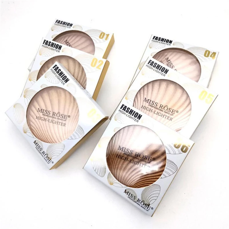 

MISS ROSE 6 Colors Highlighter Powder Shimmer Pressed Face Highlight Powder Easy to Wear Long-lasting Brightening iluminador