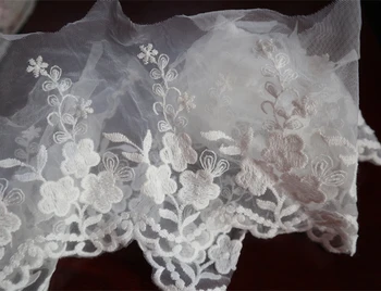 

14 yards pink lace fabric by the yard, ivory mesh embroidered lace fabrics