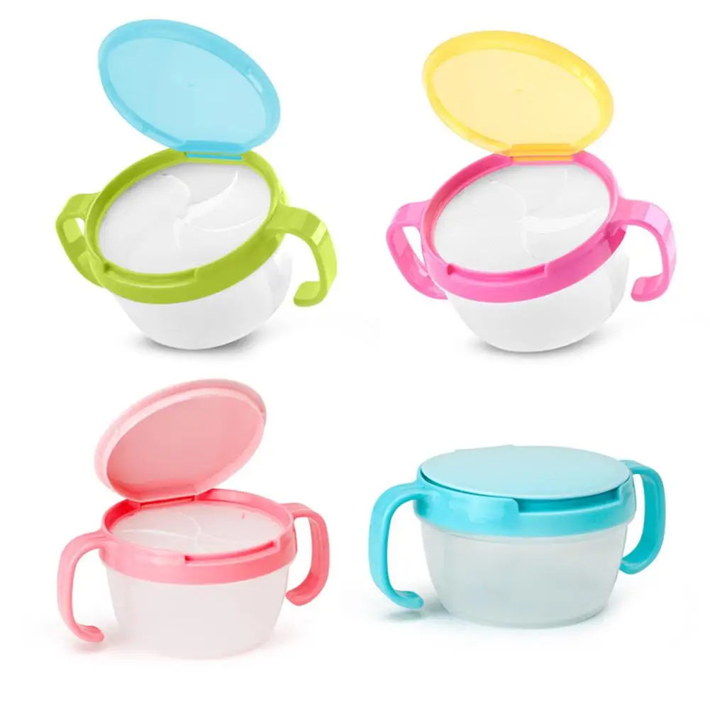 

Baby products anti-sprinkling design baby double handle snack cans snack cup baby biscuit small bowl
