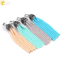 CSJA стеклянные Хрустальные Бусины, Свободное ожерелье Подвески длинные кисточки Стразы CZ шапки для женщин DIY Ювелирные изделия изготовление сережек Boho E605