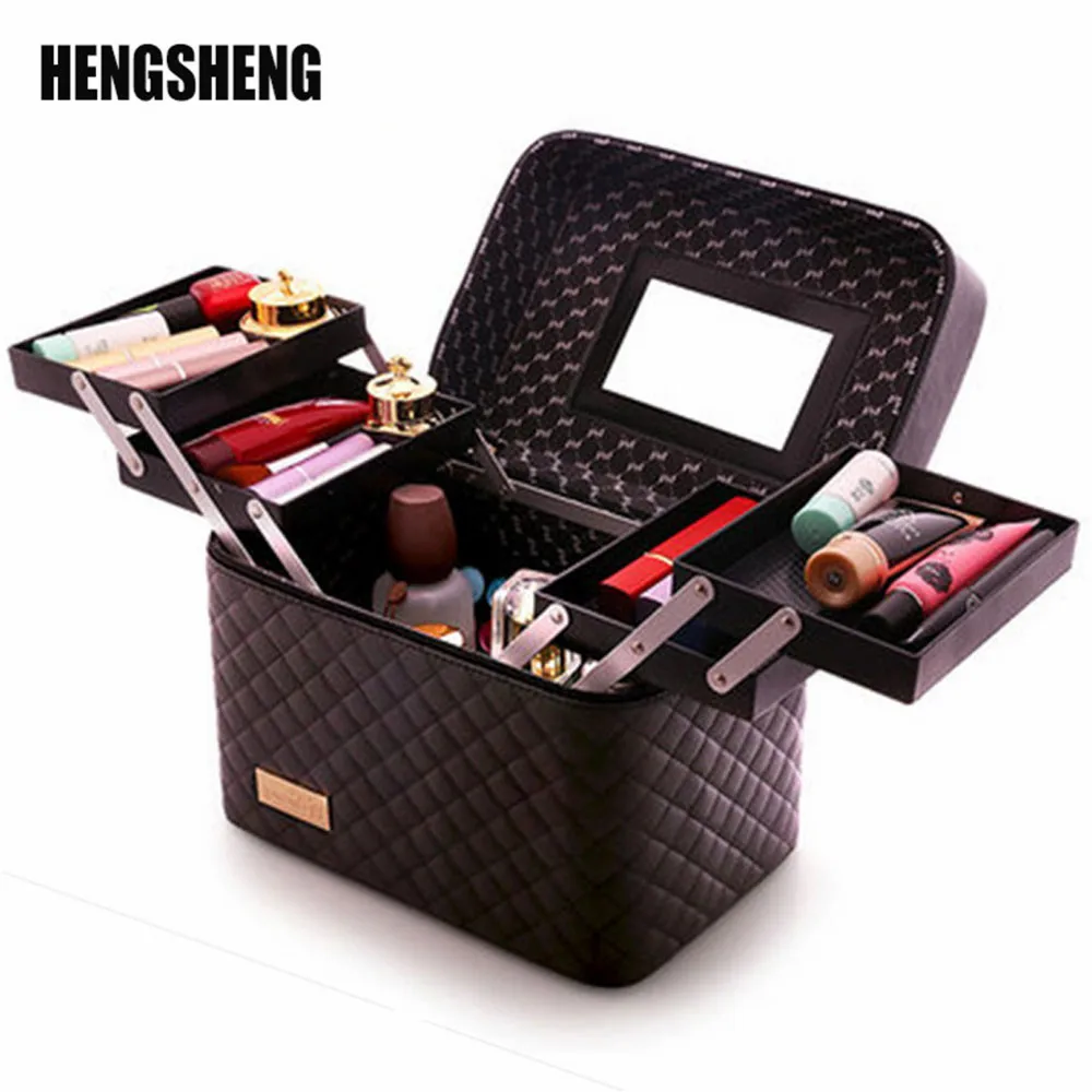 

Women Makeup Bag PU Leather Cosmetic Bag Case Makeup Organizer Storage Box Beautician Toiletry Flower Travel Bags ZF9992