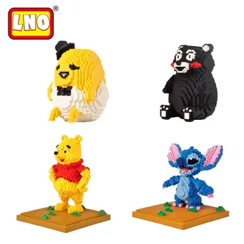 

LNO Hobbies Mini Blocks Cute Bear Gudetama 3D Model Japanese Anime Stitch Kumamon Building Bricks Educational Toys For Kid