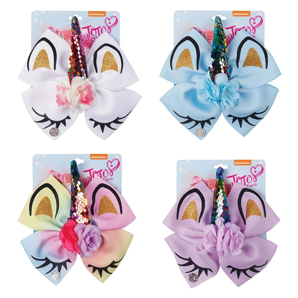4pcs Lot 6 Jojo Siwa Unicorn Hair Bows For Girls Glitter Print Jojo Bows With Flower Sequin Horn Wholesale Hair Accessories Girl S Hair Accessories Aliexpress