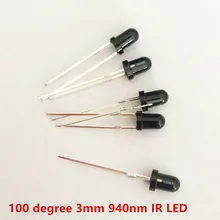 10 шт./лот 100 градусов 3 мм 940nm инфракрасный светодиодный 14mil ИК светодиодный светильник Невидимый излучающий светильник для автомобиля