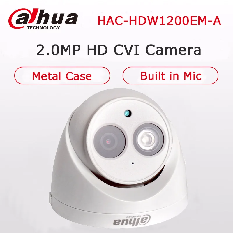 

Dahua 2MP 1080P HDCVI Camera HAC-HDW1200EM-A IR Dome Camera Metal Case Built-in Mic CCTV CVI Camera Audio CCTV Indoor 50M IR