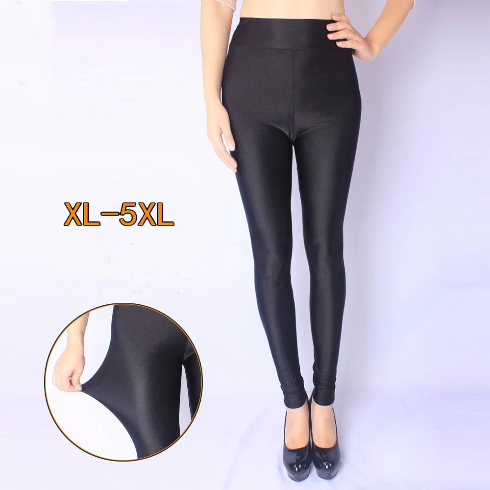 Large Size XL, 3XL 5XL Glossy Pants Full Length Legging Chinlon Legging