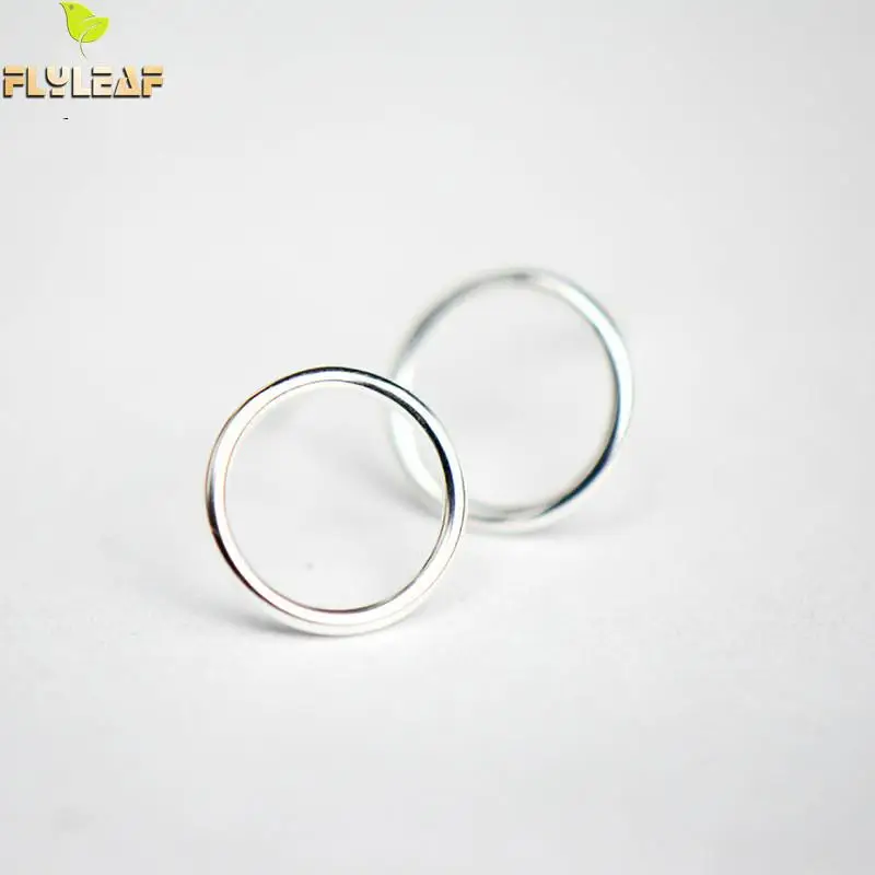 

Flyleaf 100% 925 Sterling Silver Hollow Round Circle Stud Earrings For Women Simple Fashion Party Jewelry