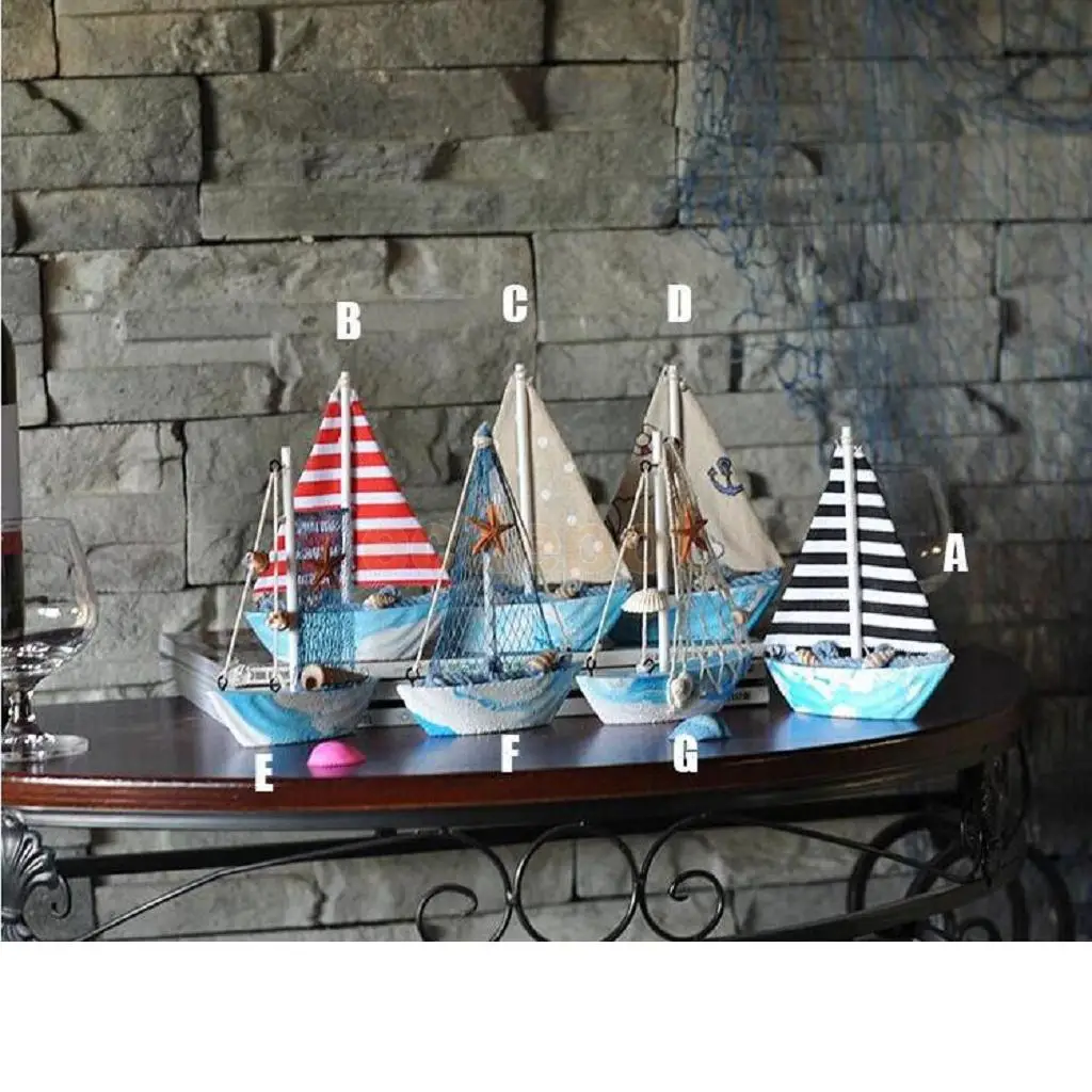 Handcrafted Wooden Nautical Sailing Boat Ornament Home Desktop Decor Christmas Gift