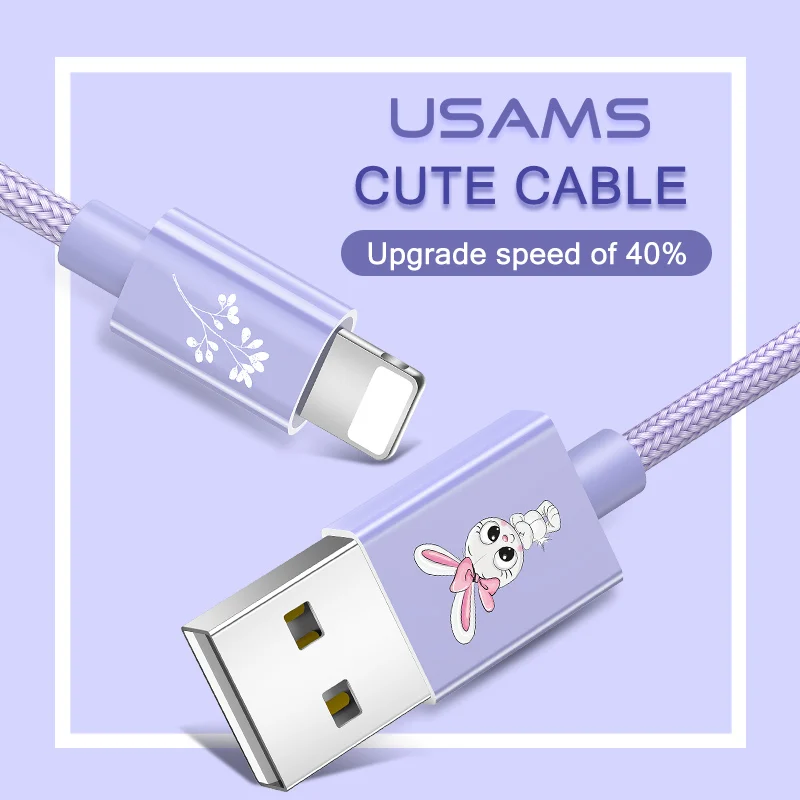 

USAMS Cartoon Charger Cable for iPhone cable Data USB Cable cute Animal data sync cable