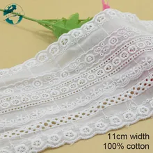 3 yardas 11cm blanco 100% algodón bordado encaje tela de broderie francés guipur diy adornos de punto de urdimbre accesorios de costura #3761