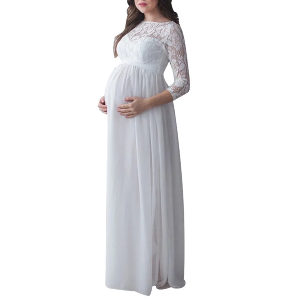 Рождественское платье; платья для беременных женщин; кружевное платье с длинными рукавами для беременных; реквизит для фотосессии; Длинное Макси платье для беременных; Pergnancy