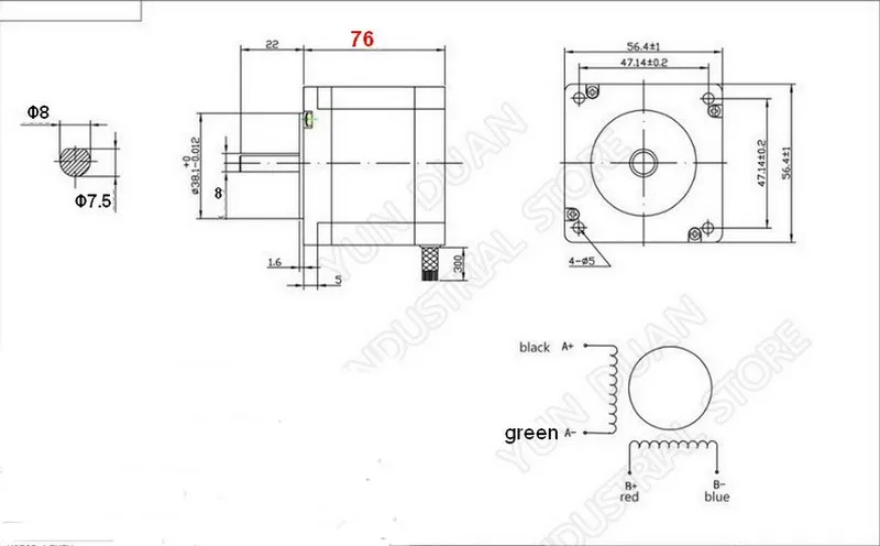 com nema23 stepper motor 3a 76mm 1.8nm