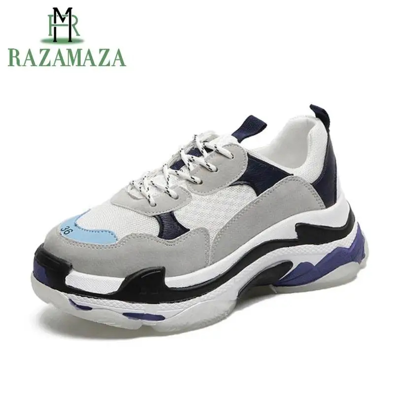 

RAZAMAZA Women Sneaker Spring Summer Mixed Color Casual Shoes Women Outdoor Fitness Jogging Walking Chunky Sneaker Size 35-40