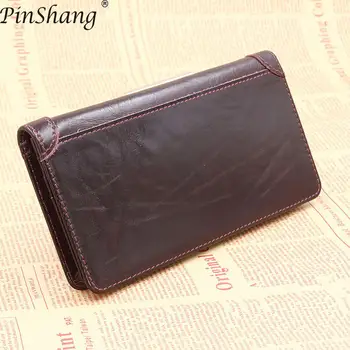 

PinShang Men Wallet Leisure Business PU Leather Wallet Multi-Card Slot Retro Solid Color High Capacity Long Purse And Wallet Z40