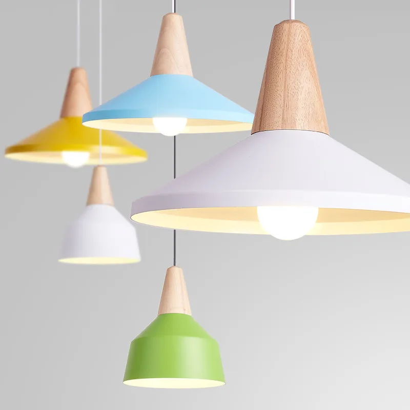 Modern Pendant Light Wood And Aluminum Lamp Colorful Restaurant font b Bar b font Coffee font