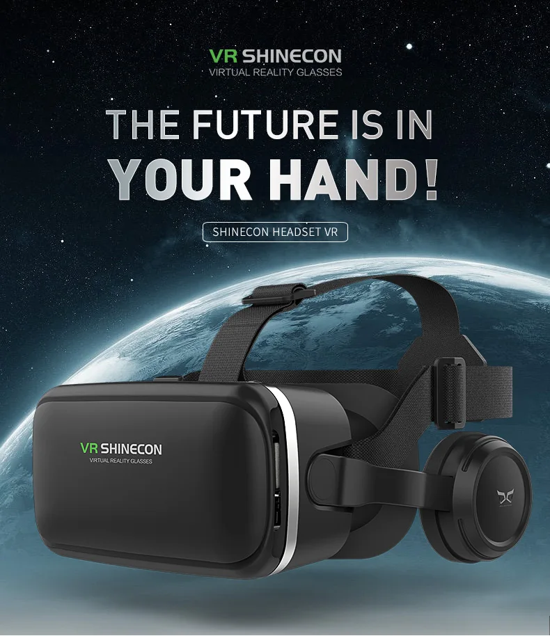 VR SHINECON G04E 3D VR очки гарнитура с наушниками для 4,7-6,0 дюймовых Android iOS смартфонов