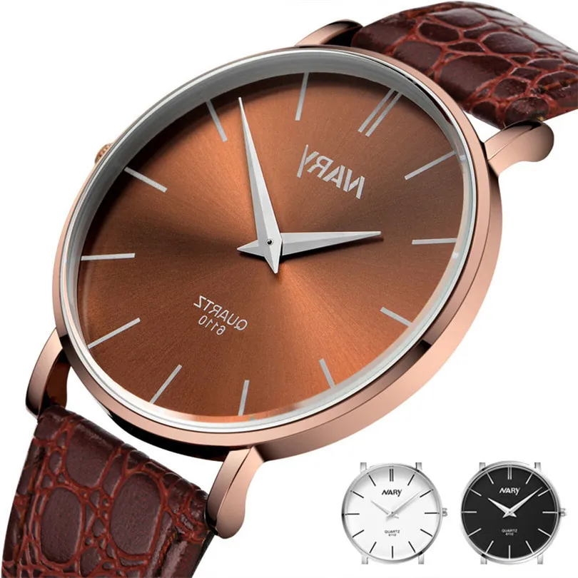 

Durable 2016 Fashion Luxury Nary relogio masculin quartz-watch Waterproof Slim Big Dial Business Sport Leather Quartz Watch