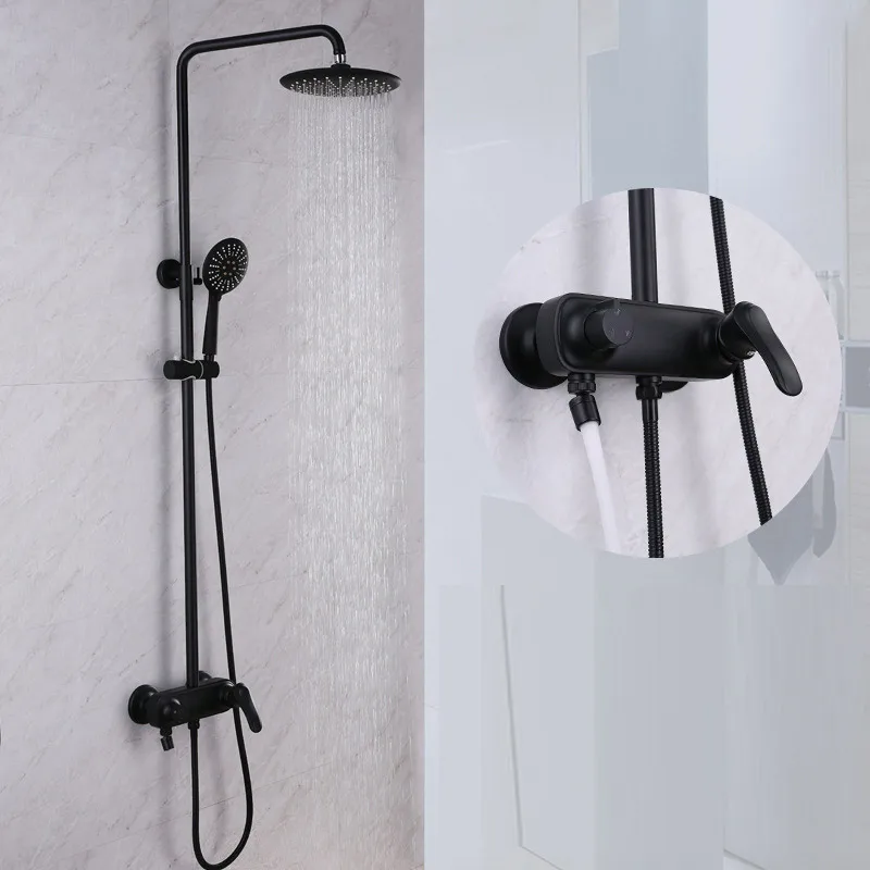 

Wholesale of refined copper black paint three large cold and hot shower Suite Hotel pressurized water lifting shower faucet