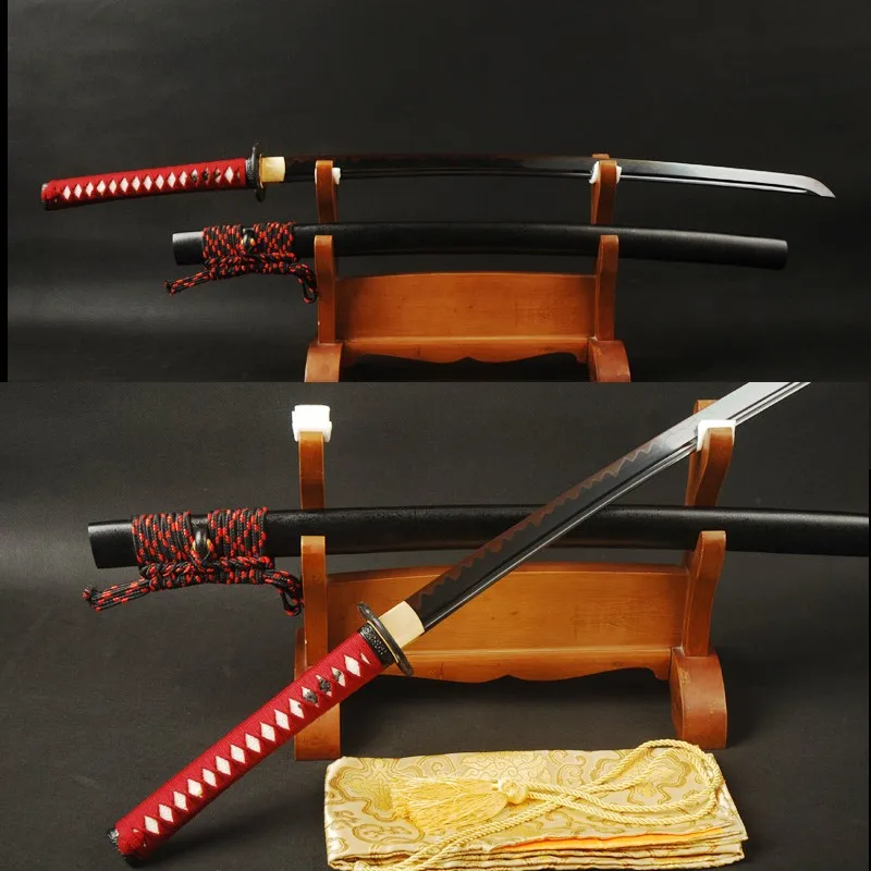 1095 Carbon Steel Blade Clay Tempered Vintage Japanese Samurai Sword ...