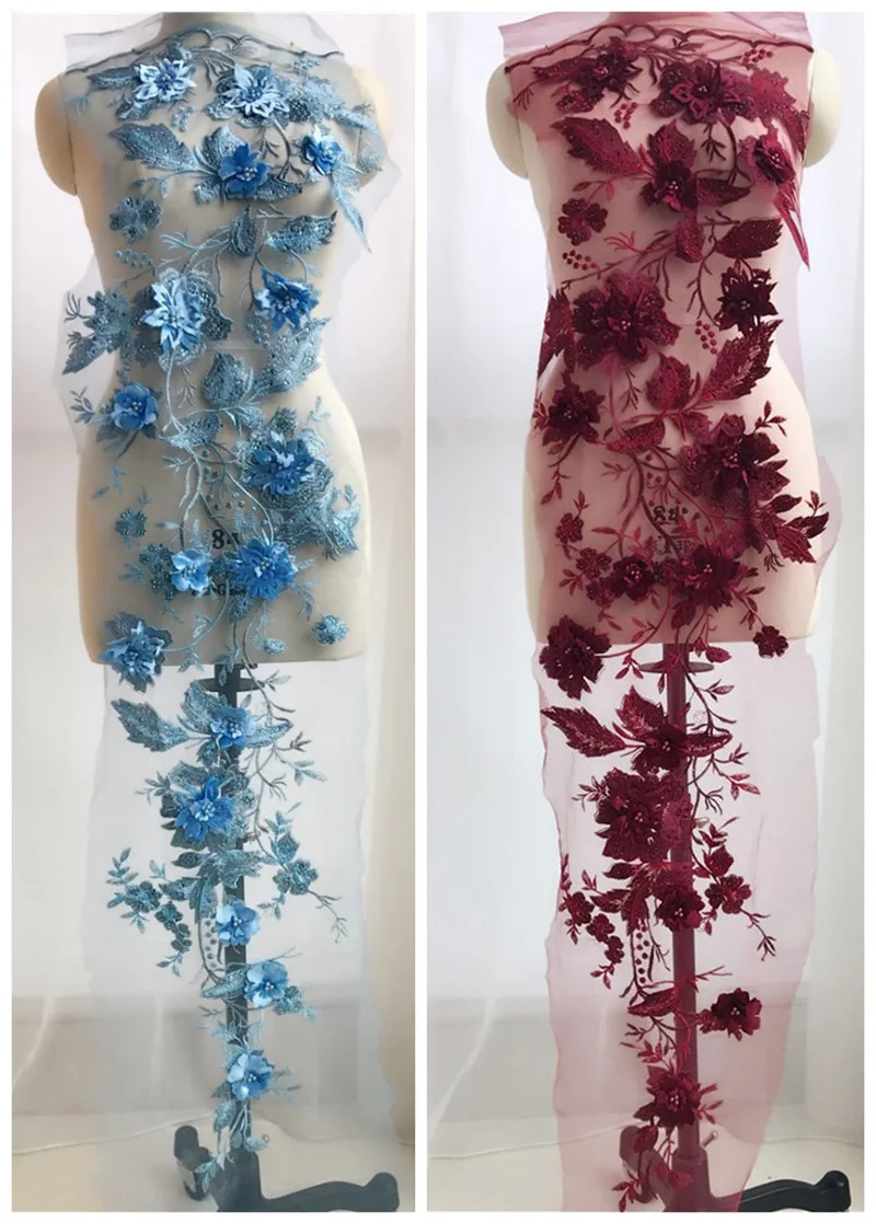 

1Piece Large Lace Applique 3D Bead Lace Appliqued Lace Accessory For DIY Wedding Dress Costumes