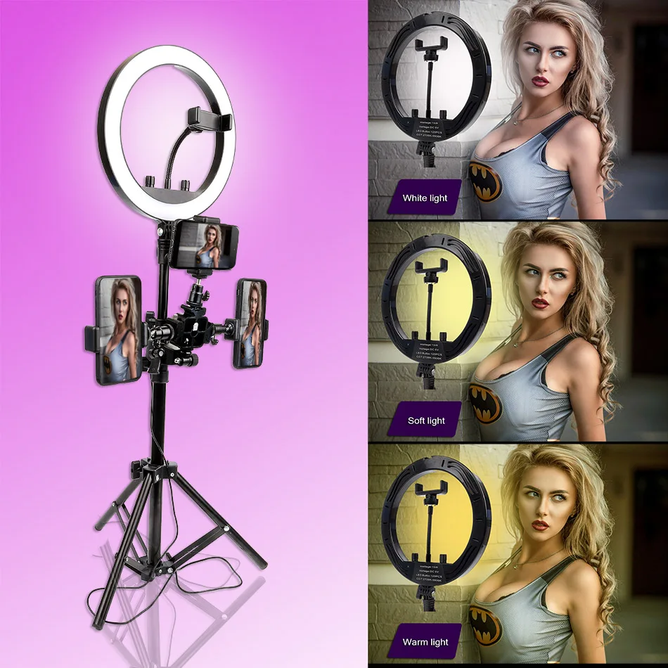 

Photo Studio Lighting LED Ring Light 10inch Camera Phone Photography Lighting Dimmable Ring Lamp Youtube Video Light With Tripod