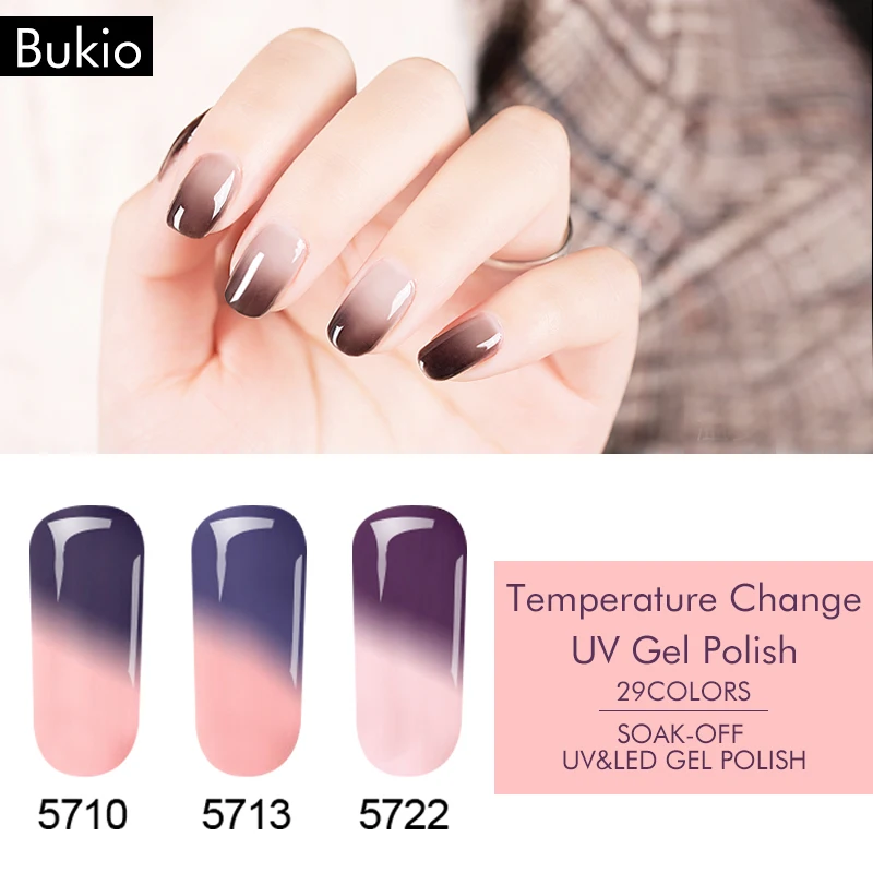 

Bukio Thermal Lacquer 7ml Chameleon Temperature Change Uv Nail Gel Polish Manicure Design Nail Gel Permanent Enamel Uv Led Lamp