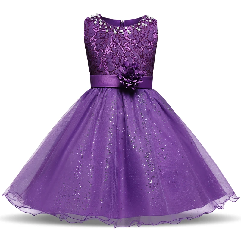 Purple Color Ball Gown Kids Dress Flower For Weddings Empire Waist ...