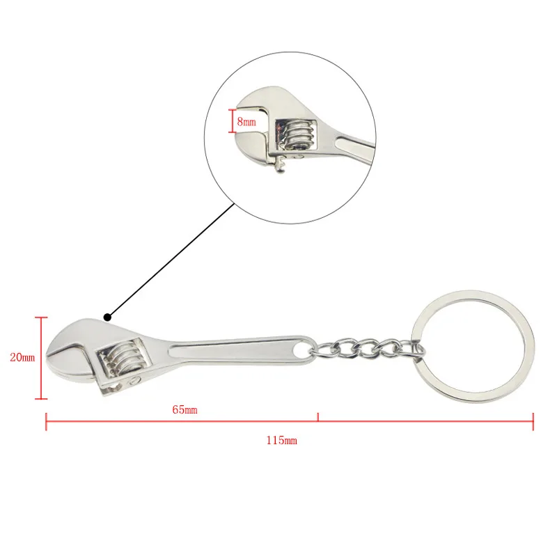 UANME 2 шт. Забавный мини металлический молот и гаечный ключ Регулируемый инструмент автомобильный брелок креативный брелок из металла индивидуальность