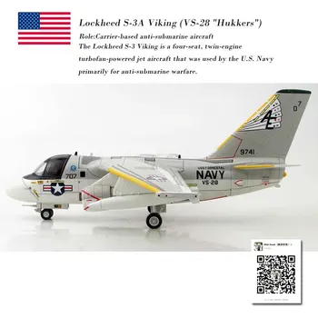 

Hobby Master 1/72 Scale Military Model Lockheed S-3A Viking VS-28 "Hukkers" Fighter Diecast Metal Plane Model Toy For Collection