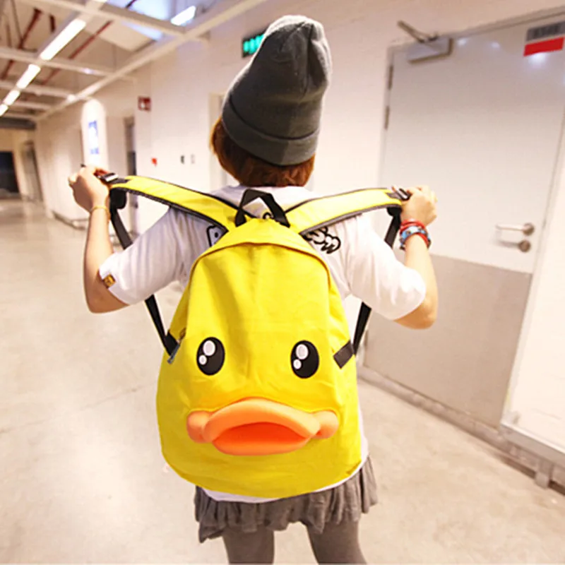 

2020 Lovely 3D Personality Duck Backpack Fashion Cartoon Canvas Student Schoolbag for Teenagers Casual Cute Rucksack Bookbag