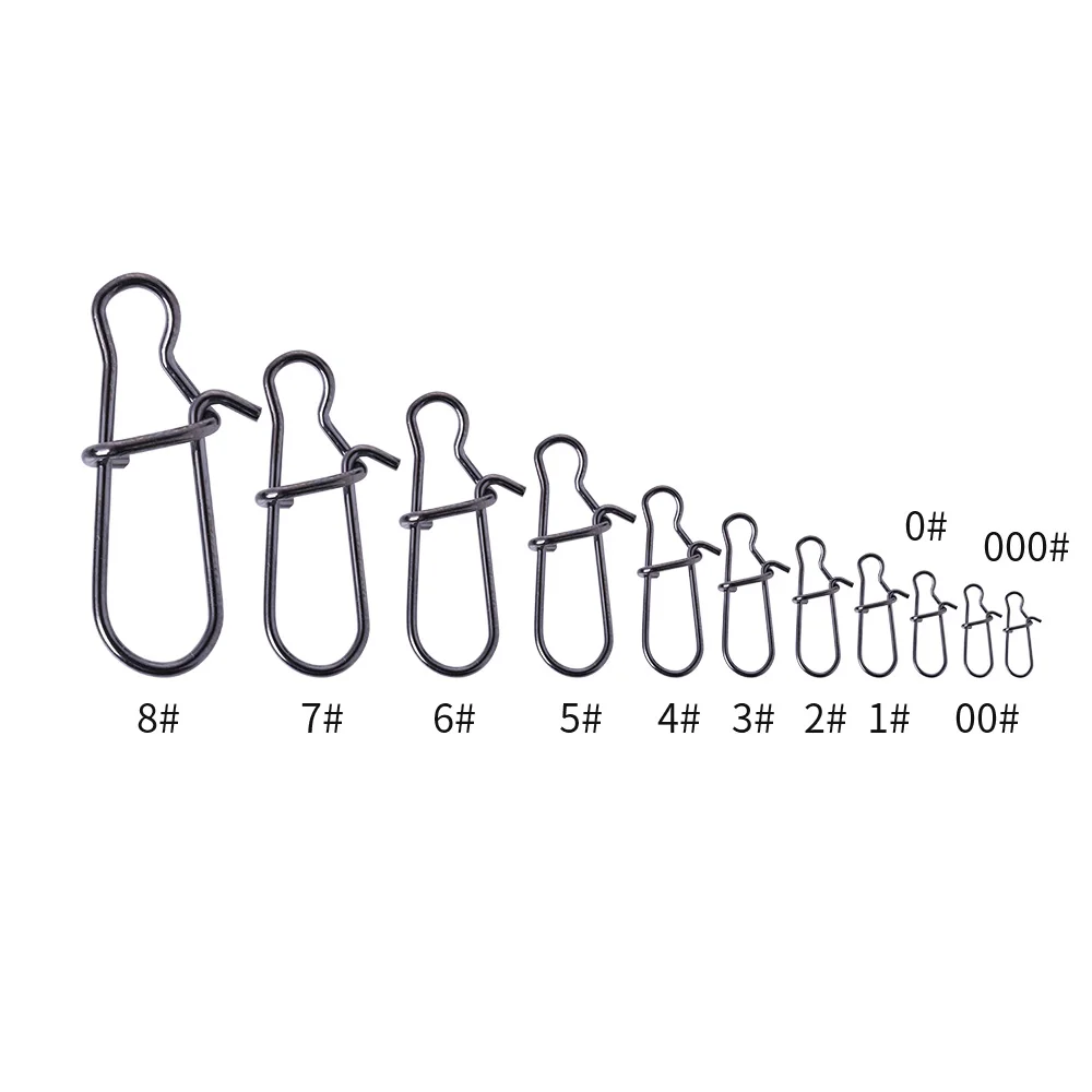 50 шт много крюк из нержавеющей стали быстрый зажим замок вращающиеся твердые кольца безопасности защелки приспособления для рыбалки рыболовные аксессуары