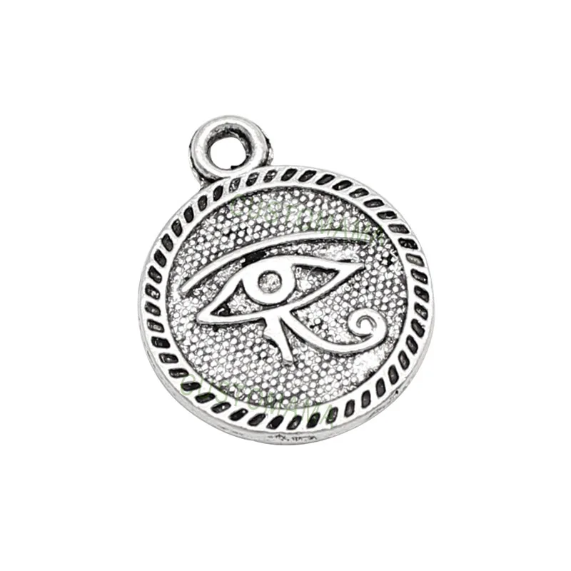 60pcs Antique из тибетского серебра и 2 сторонний Египетский Глаз Гора Подвески 18x15
