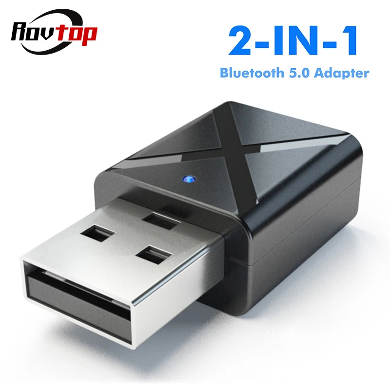 

Rovtop 2 in 1 Car Bluetooth 5.0 Adapter Wireless Transmitter Receiver Stereo MP3 Music AUX Audio For PC TV Speaker Headphone Z2