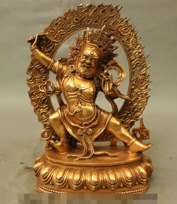 

S01418 10" Tibetan Buddhism Bronze Technics Vajrapani Bodhisattva Tutelary Deity Statue B0403