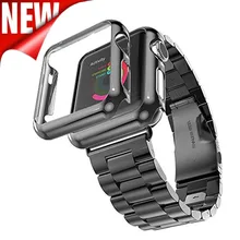 Ремешок из нержавеющей стали с тремя звеньями для Apple Watch, ремешок с покрытием Apple Watch, защитный чехол для Apple Watch Series 3 2 1