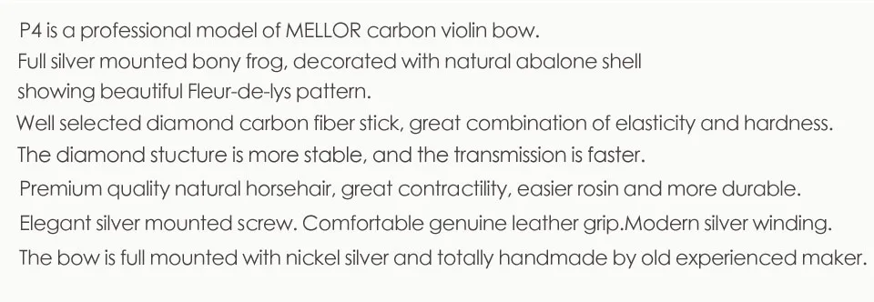 Алмаз углеродного волокна Скрипка Лук Ebony Лягушка с красивым Флер-де-Лис Melody тон большую эластичность и твердость меллор P4
