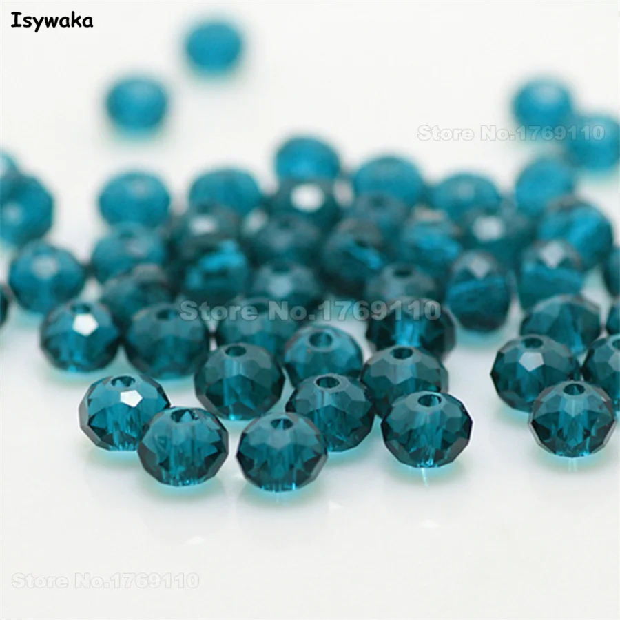 Isywaka Green Blue Color 4*6mm 50pcs Rondelle  Austria faceted Crystal Glass Beads Loose Spacer Round Beads for Jewelry Making