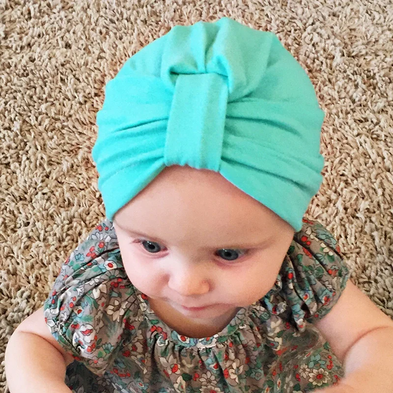 

New Design Cute Baby Hat Cotton Soft Turban Knot Summer Hat Boho Style Children Newborn Indian Hat Multicolor Optional