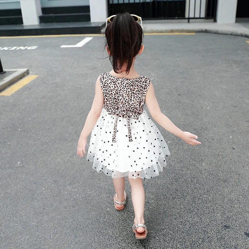 

Girl Dress Children A-line cotton Dress leopard pattern Kids Princess Dresses Girls vest Clothes 2019 fashion new for Summer