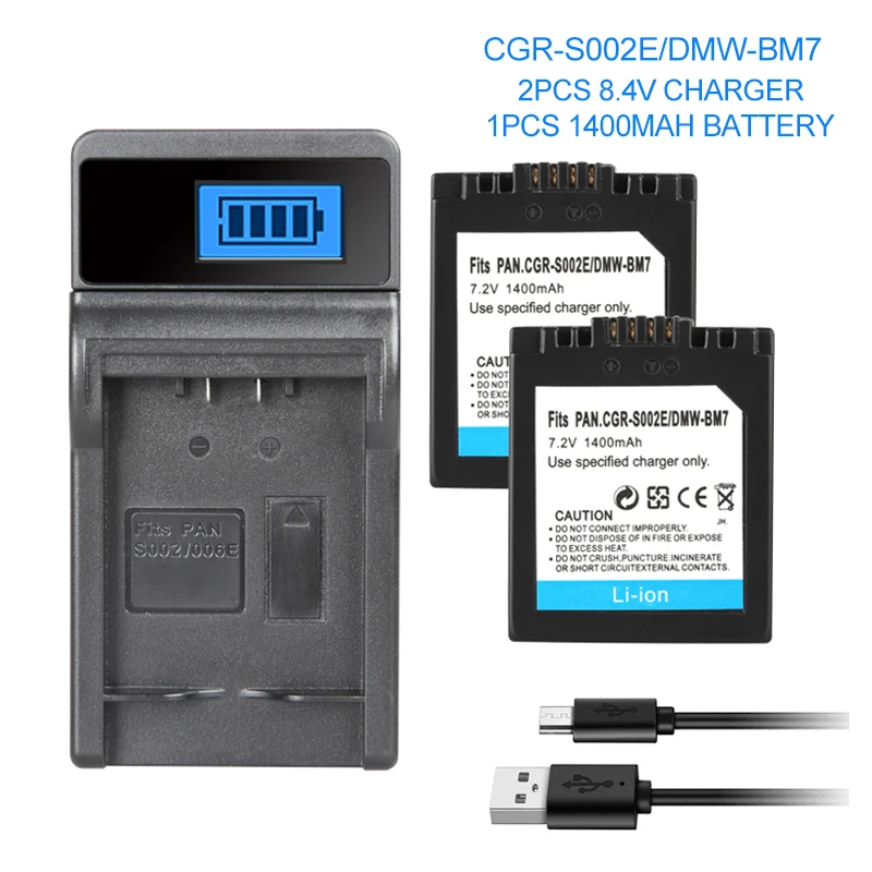 Батарея CGA-S002E 1400 мА-ч для цифрового фотоаппарата Panasonic DMC-FZ1 DMC-FZ10 DMC-FZ10EG-K DMC-FZ3B CGAS002 батареи - Цвет: Combination Package