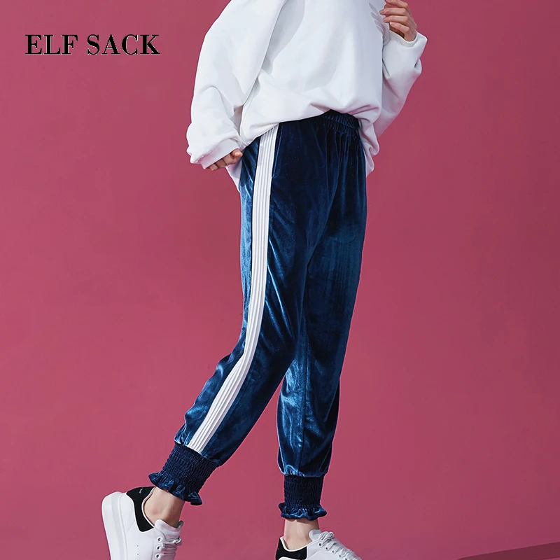 Женские брюки ELFSACK прямые с полосками по бокам 2019|Брюки |