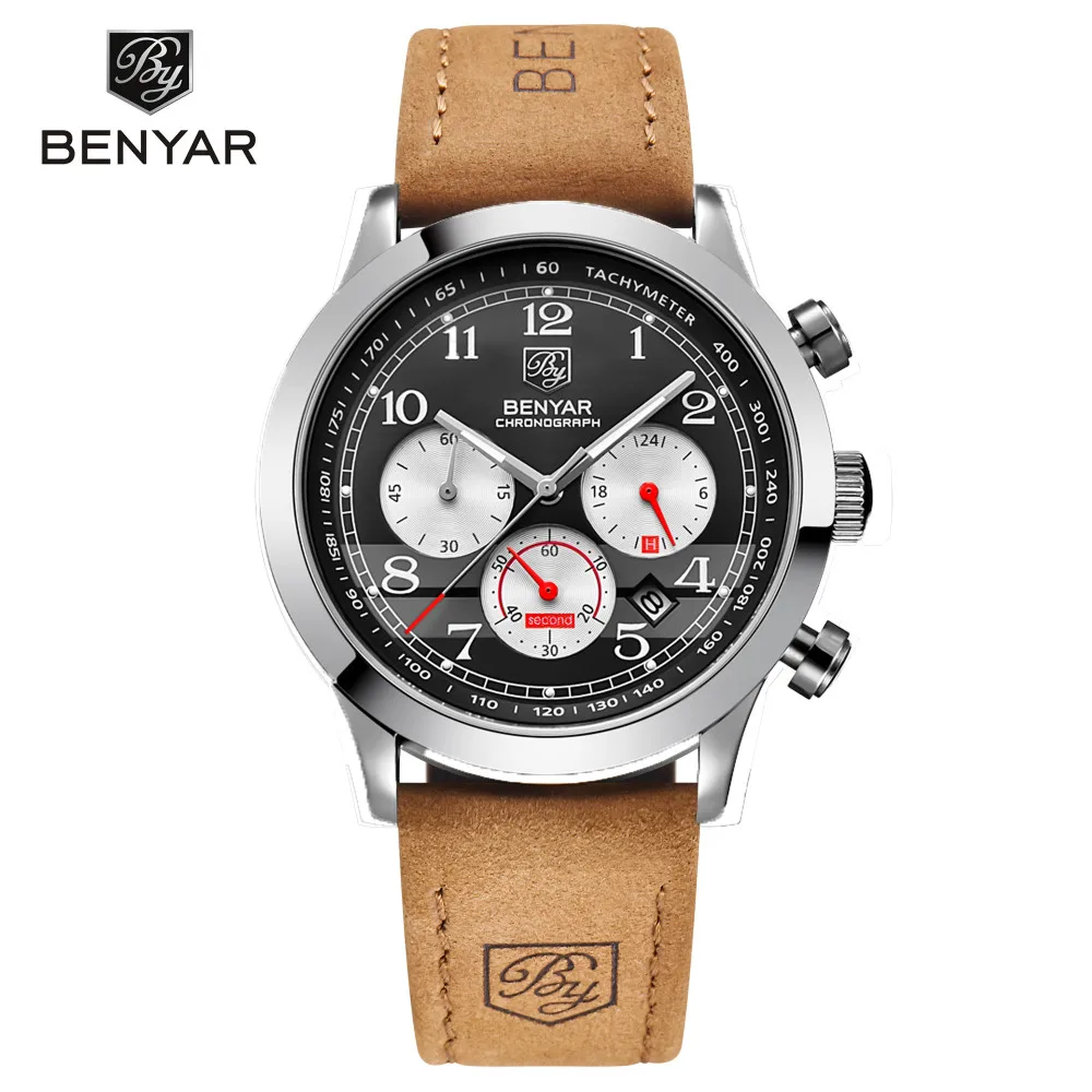 

2019 New BENYAR Watch Men Fashion Sport Quartz Mens Watches Top Brand Luxury Business Leather Waterproof Watch Relogio Masculino