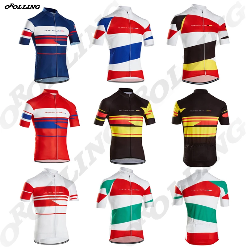 

New CLASSICAL NATIONS ITALY UK Belgium France Pro Team Cycling Jersey Customized Road Mountain Race Tops OROLLING Multi Chooses